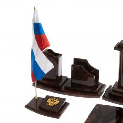 Настольный набор из коричневого обсидиана