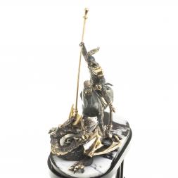 Бронзовые часы на камне &amp;quot;Георгий Победоносец&amp;quot; мрамор в кейсе