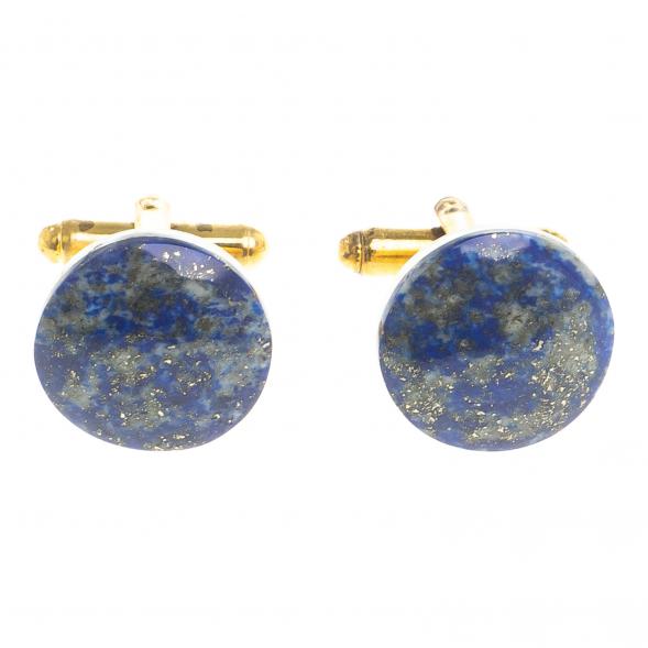 Запонки камень лазурит круглые 123834