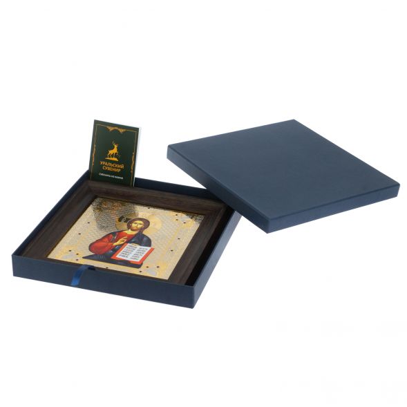 Икона гравюра &amp;quot;Спаситель&amp;quot; багет 22,5х23,5х2 см Златоуст 128010