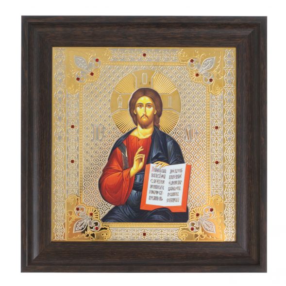 Икона гравюра &amp;quot;Спаситель&amp;quot; багет 22,5х23,5х2 см Златоуст 128010