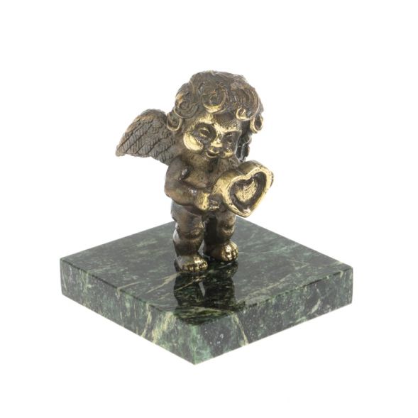 Статуэтка &amp;quot;Ангел с сердцем&amp;quot; бронза змеевик 128171