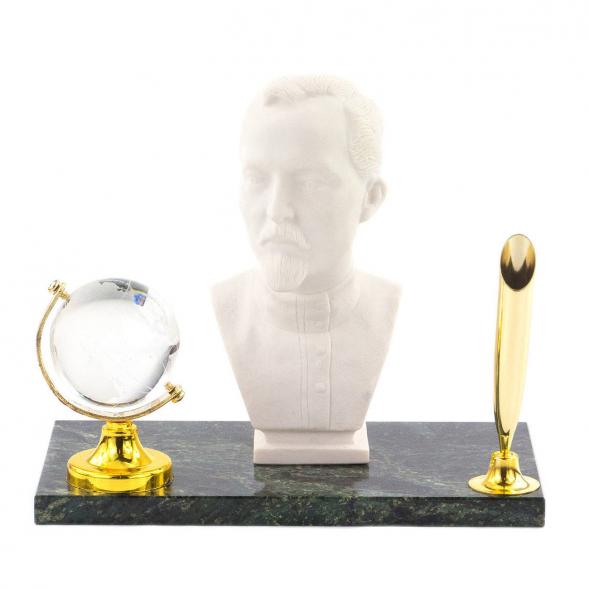 Подставка под ручку &amp;quot;Бюст Дзержинского&amp;quot; мрамолит змеевик 120201