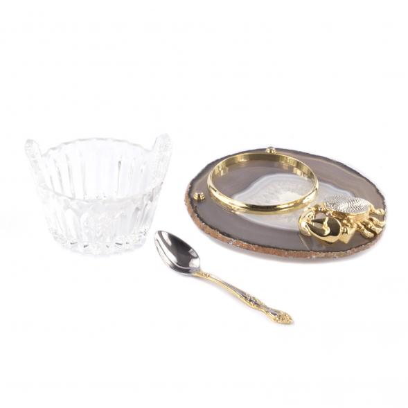 Подарочная икорница &amp;quot;Краб&amp;quot; на агате Златоуст 121340