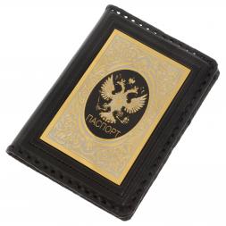 Кожаная обложка для паспорта &amp;quot;Герб России&amp;quot; Златоуст