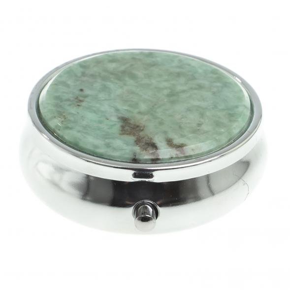 Таблетница с делителем на 3 отсека камень жадеит цвет серебро 123204