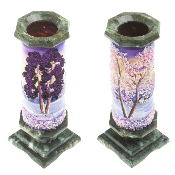 Ваза из камня &amp;quot;Зимний пейзаж&amp;quot; 8,5х8,5х22 см 123745