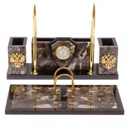 Письменный набор &amp;quot;Щит&amp;quot; из камня конгломерат