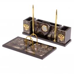 Письменный набор &amp;quot;Щит&amp;quot; из камня конгломерат