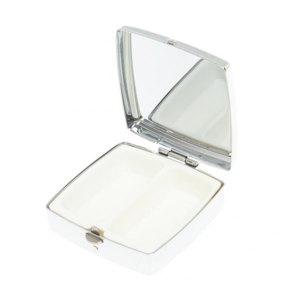 Таблетница на 2 отделения камень соколиный глаз цвет серебро 126991