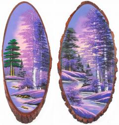 Панно на срезе дерева "Рассвет" вертикальное 75-80 см каменная крошка