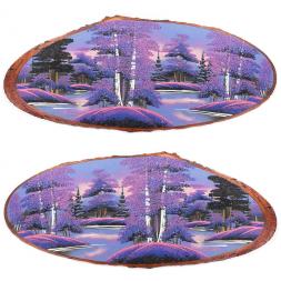 Панно на срезе дерева &amp;quot;Рассвет&amp;quot; горизонтальное 90-95 см каменная крошка