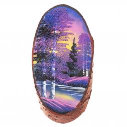 Панно на срезе дерева "Рассвет" вертикальное 30-35 см каменная крошка