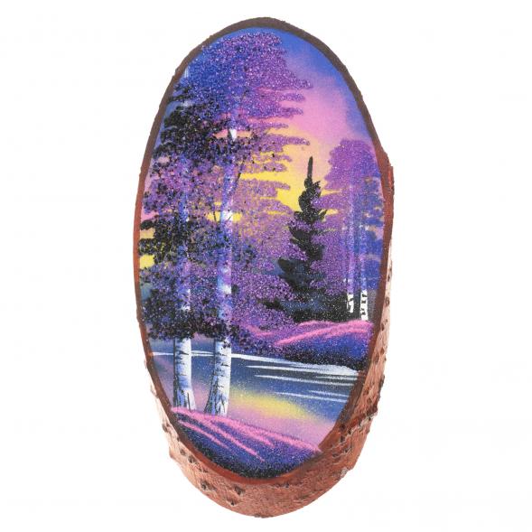 Панно на срезе дерева &amp;quot;Рассвет&amp;quot; вертикальное 30-35 см каменная крошка 123387