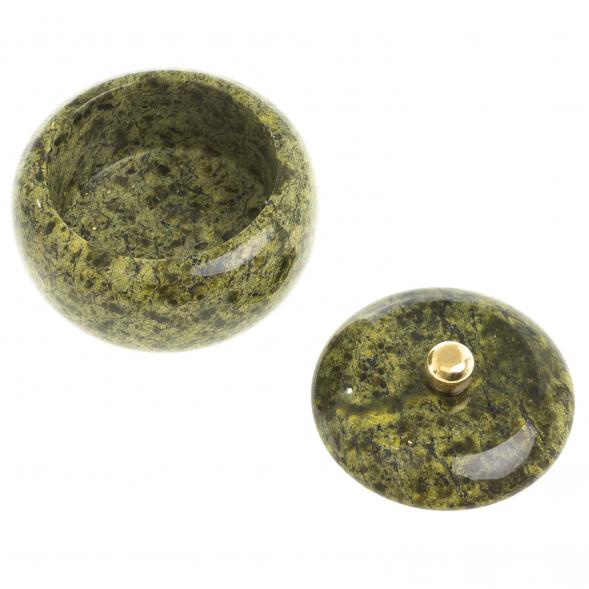 Шкатулка круглая &amp;quot;Жемчужина&amp;quot; камень змеевик 8х8х7 см 123578