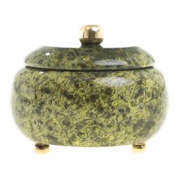 Шкатулка круглая "Жемчужина" камень змеевик 8х8х7 см