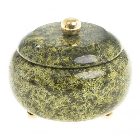 Шкатулка круглая &amp;quot;Жемчужина&amp;quot; камень змеевик 8х8х7 см 123578