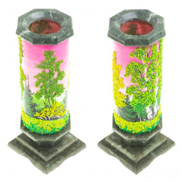 Ваза из камня &amp;quot;Летний пейзаж&amp;quot; 8,5х8,5х22 см 123742