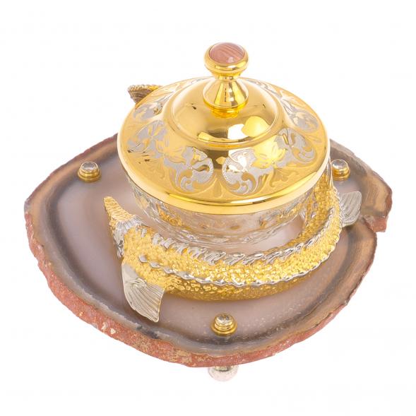 Икорница &amp;quot;Осетр&amp;quot; на агате Златоуст 126014