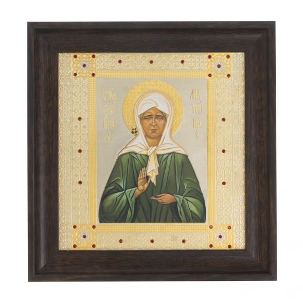 Икона &amp;quot;Матрона Московская&amp;quot; багет 22,5х23,5х2 см Златоуст 128012