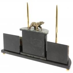 Настольный прибор &amp;quot;Медведь&amp;quot; из офиокальцита