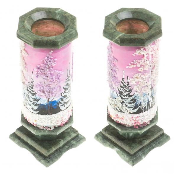 Ваза из камня &amp;quot;Зимний пейзаж&amp;quot; 8,5х8,5х20,5 см 123746