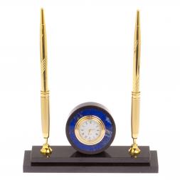 Часы настольные с двумя ручками камень лазурит