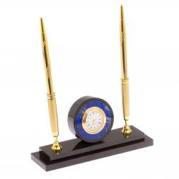 Часы настольные с двумя ручками камень лазурит