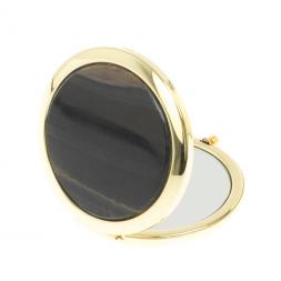 Карманное зеркальце из камня соколиный глаз цвет золото