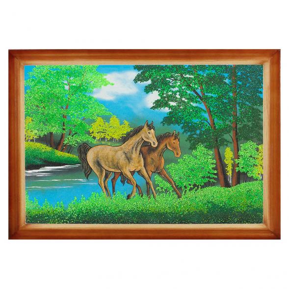 Картина &amp;quot;Красивая двойка&amp;quot; багет дерево 46х66 см, каменная крошка 112288