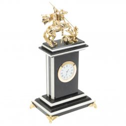 Часы &amp;quot;Георгий Победоносец&amp;quot; из змеевика и мрамора