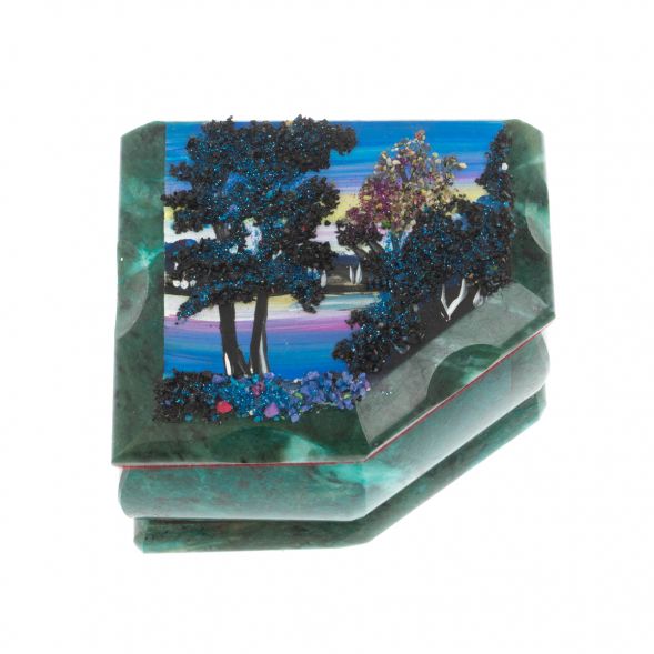 Шкатулка с расписной крышкой &amp;quot;Зимняя ночь&amp;quot; 11х9х6,5 см 128932