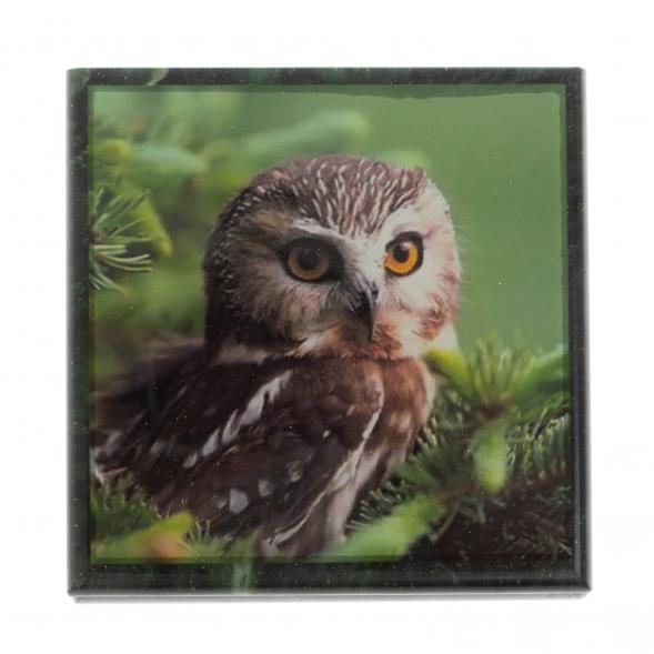 Шкатулка &amp;quot;Сова&amp;quot; из змеевика 13х13х8 см 129388