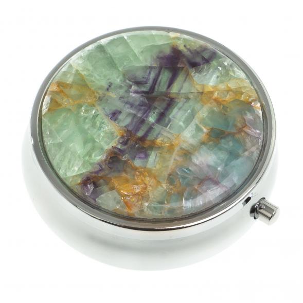 Таблетница на 3 отсека зеленый флюорит цвет серебро 123207