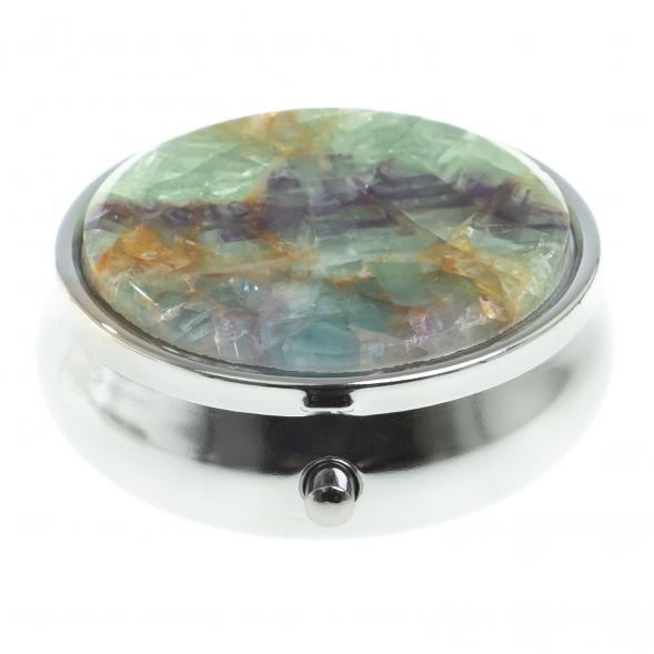 Таблетница на 3 отсека зеленый флюорит цвет серебро 123207