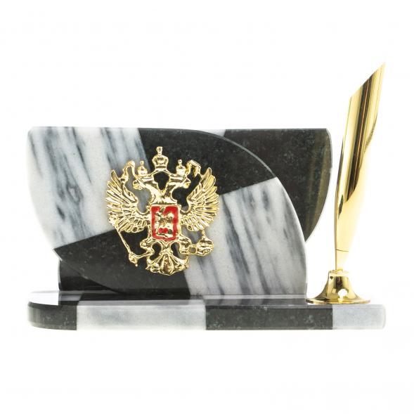 Визитница &amp;quot;Шахматная&amp;quot; из мрамора и змеевика 123750