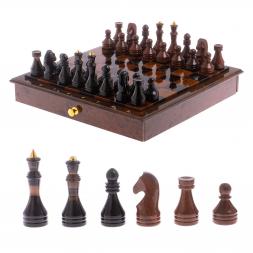 Шахматный ларец с фигурами "Классический" из обсидиана