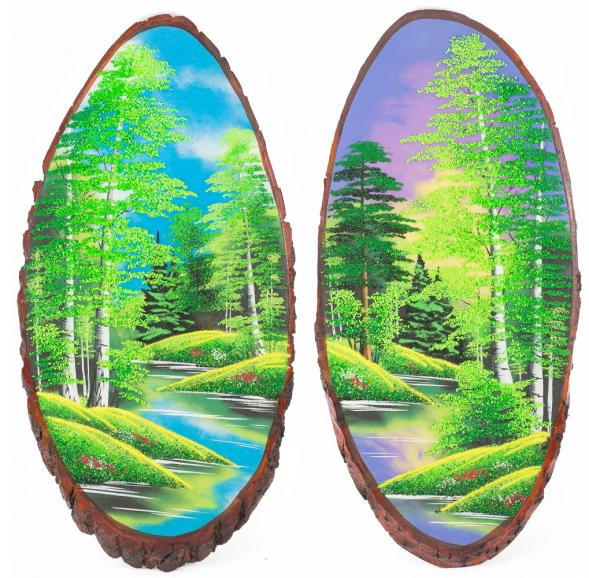 Панно на срезе дерева &amp;quot;Лето&amp;quot; вертикальное 65-70 см каменная крошка 111090