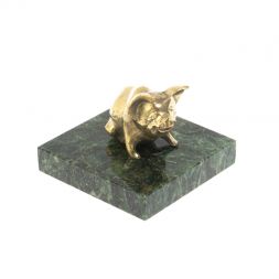 Статуэтка "Поросенок сидит" шабровский змеевик бронза