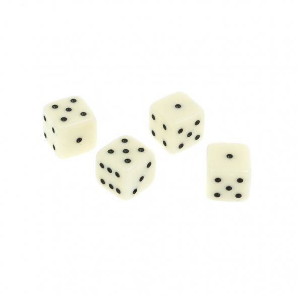 Кубики игральные 1 см набор 4 шт белые 128488