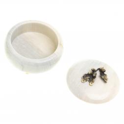 Шкатулка круглая "Желуди" камень мрамор 15х15х8 см