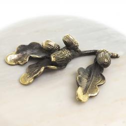 Шкатулка круглая "Желуди" камень мрамор 15х15х8 см