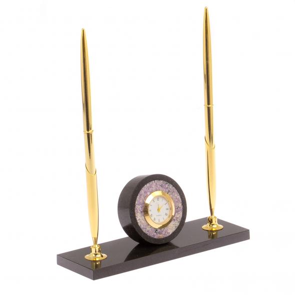 Часы с двумя ручками камень чароит 125481