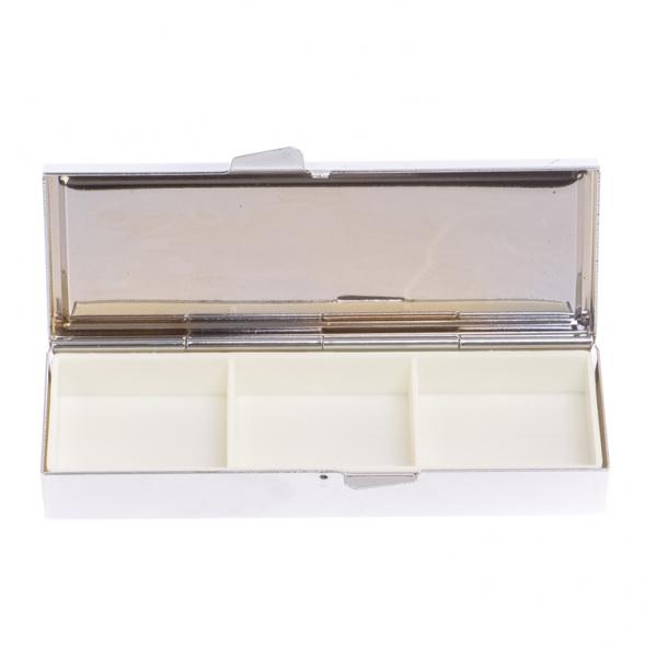 Таблетница на 3 отделения камень офит благородный цвет серебро 126081