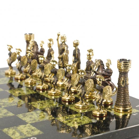 Шахматы бронзовые &amp;quot;Римские&amp;quot; доска змеевик 40х40 см 117812