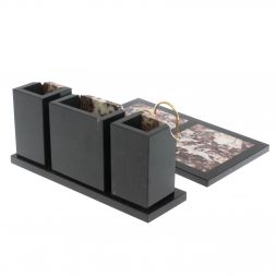 Настольный набор &amp;quot;Оптима&amp;quot; с часами из камня креноид