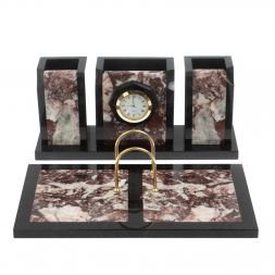 Настольный набор &amp;quot;Оптима&amp;quot; с часами из камня креноид