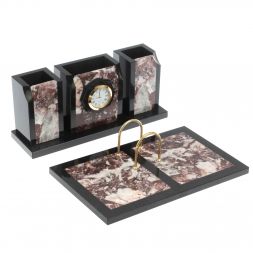 Настольный набор &amp;quot;Оптима&amp;quot; с часами из камня креноид