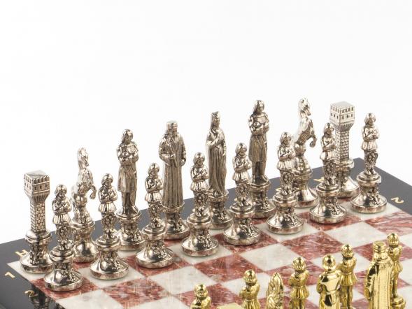 Шахматы &amp;quot;Ренессанс&amp;quot; доска 36х36 см мрамор лемезит фигуры цвет золото / серебро 119407