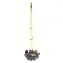 Ручка металлическая на подставке из аметиста
